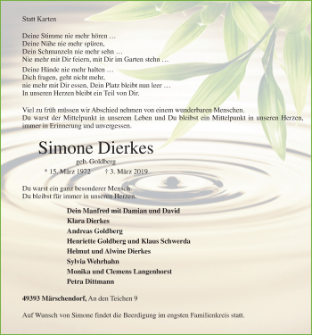 Anzeige von Simone Dierkes von OM-Medien