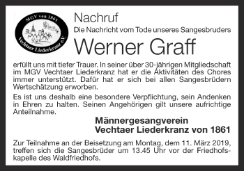 Anzeige von Werner Graff von OM-Medien