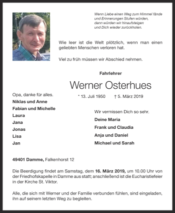 Anzeige von Werner Osterhues von OM-Medien