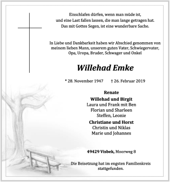Anzeige von Willehad Emke von OM-Medien