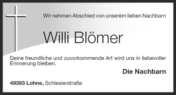 Anzeige von Willi Blömer von OM-Medien