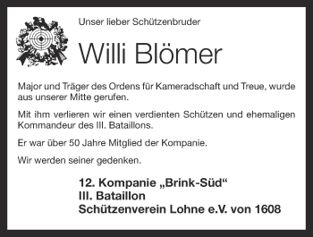 Anzeige von Willi Blömer von OM-Medien