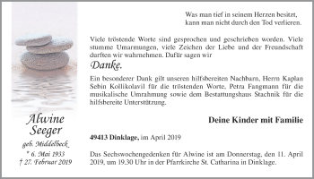 Anzeige von Alwine Seeger von OM-Medien