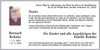 Anzeige von Bernard Kohake von OM-Medien