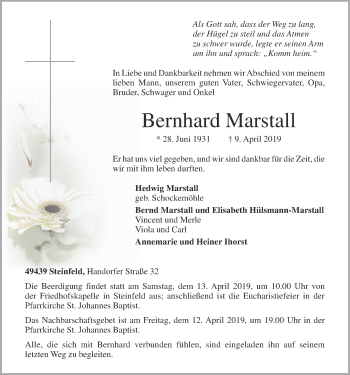 Anzeige von Bernhard Marstall von OM-Medien