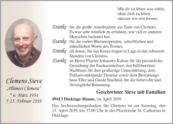 Anzeige von Clemens Sieve von OM-Medien