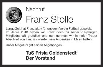 Anzeige von Franz Stolle von OM-Medien