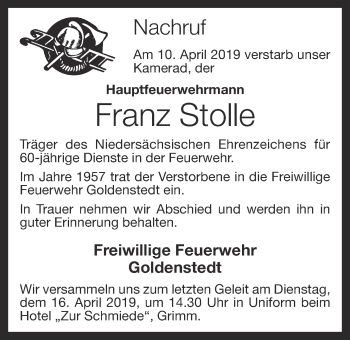 Anzeige von Franz Stolle von OM-Medien