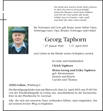 Anzeige von Georg Taphorn von OM-Medien
