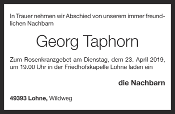 Anzeige von Georg Taphorn von OM-Medien