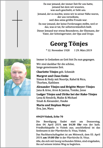 Anzeige von Georg Tönjes von OM-Medien