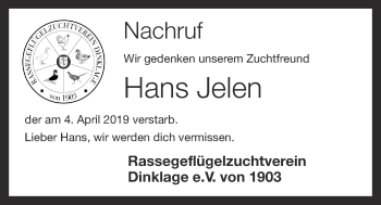 Anzeige von Hans Jelen von OM-Medien