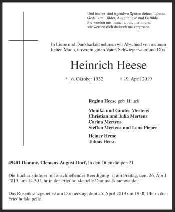 Anzeige von Heinrich Heese von OM-Medien