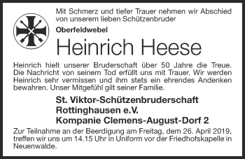 Anzeige von Heinrich Heese von OM-Medien