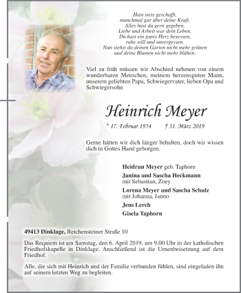 Anzeige von Heinrich Meyer von OM-Medien