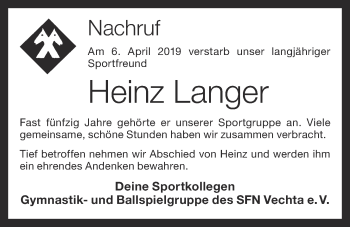 Anzeige von Heinz Langer von OM-Medien