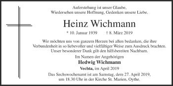 Anzeige von Heinz Wichmann von OM-Medien