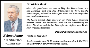 Anzeige von Helmut Punte von OM-Medien