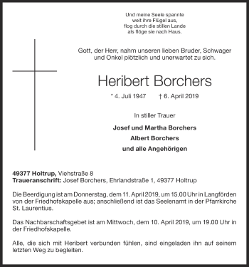 Anzeige von Heribert Borchers von OM-Medien
