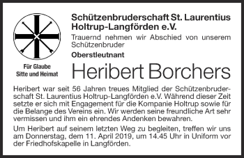 Anzeige von Heribert Borchers von OM-Medien