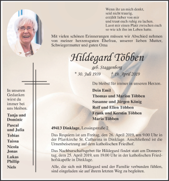 Anzeige von Hildegard Többen von OM-Medien