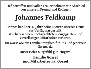 Anzeige von Johannes Feldkamp von OM-Medien