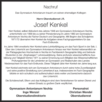Anzeige von Josef Kenkel von OM-Medien