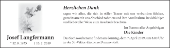Anzeige von Josef Langfermann von OM-Medien