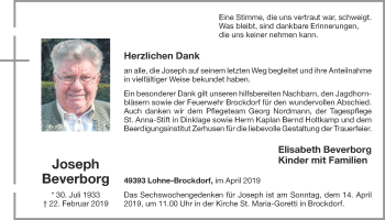 Anzeige von Joseph Beverborg von OM-Medien