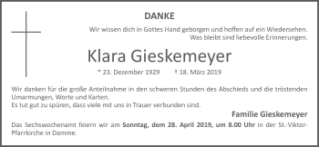 Anzeige von Klara Gieskemeyer von OM-Medien