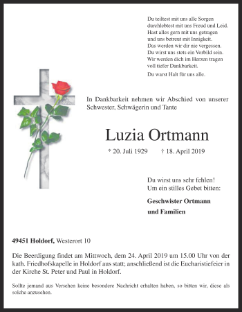Anzeige von Luzia Ortmann von OM-Medien