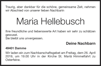 Anzeige von Maria Hellebusch von OM-Medien