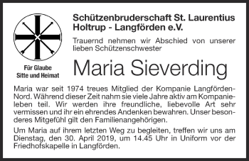 Anzeige von Maria Sieverding von OM-Medien