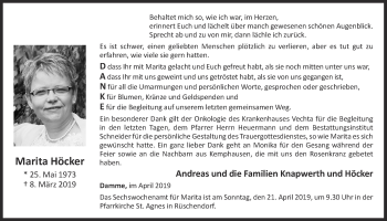 Anzeige von Marita Höcker von OM-Medien