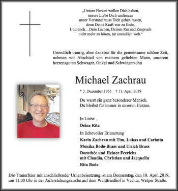Anzeige von Michael Zachrau von OM-Medien