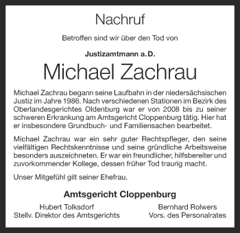 Anzeige von Michael Zachrau von OM-Medien