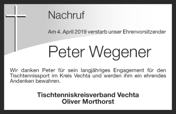 Anzeige von Peter Wegener von OM-Medien