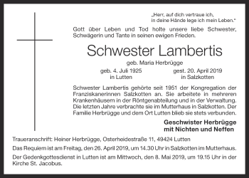 Anzeige von Schwester Lambertis von OM-Medien