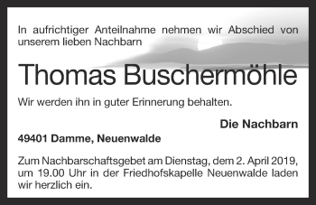 Anzeige von Thomas Buschermöhle von OM-Medien