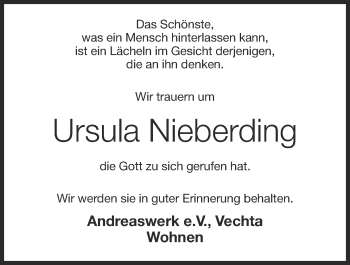 Anzeige von Ursula Nieberding von OM-Medien