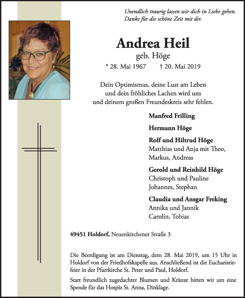  Traueranzeige für Andrea Heil vom 23.05.2019 aus OM-Medien
