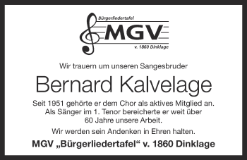 Anzeige von Bernard Kalvelage von OM-Medien