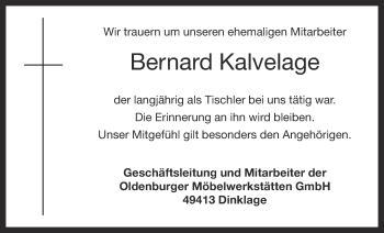 Anzeige von Bernard Kalvelage von OM-Medien
