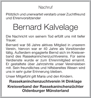 Anzeige von Bernard Kalvelage von OM-Medien