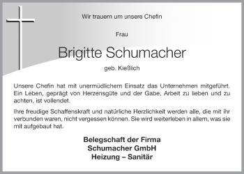 Anzeige von Brigitte Schumacher von OM-Medien