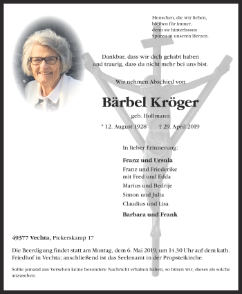 Anzeige von Bärbel Kröger von OM-Medien