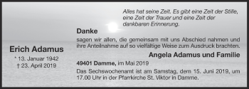 Anzeige von Erich Adamus von OM-Medien