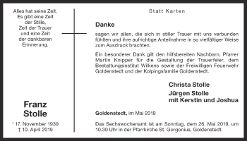 Anzeige von Franz Stolle von OM-Medien