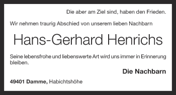Anzeige von Hans-Gerhard Henrichs von OM-Medien