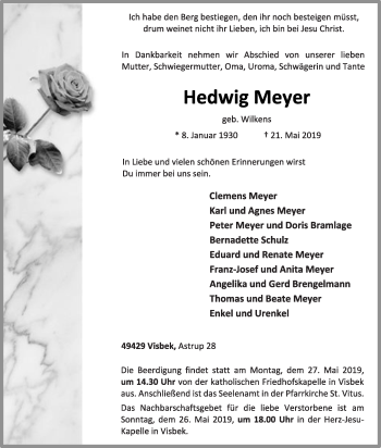 Anzeige von Hedwig Meyer von OM-Medien